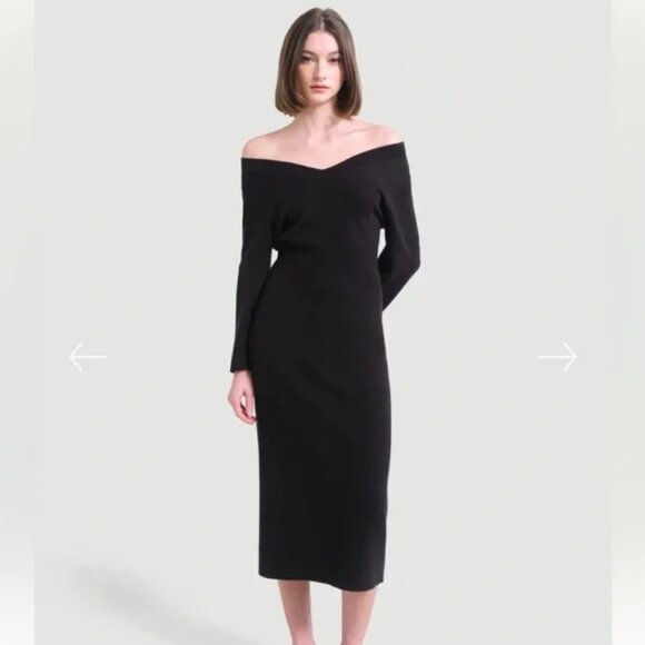 Modern Citizen Dresses & Skirts - Modern Citizen Brea Off the Shoulder Midi Sweater Dress Size Medium Black Career